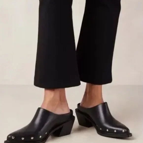 ALOHAS Black Mules with Gold Studs - Picture 2 of 6